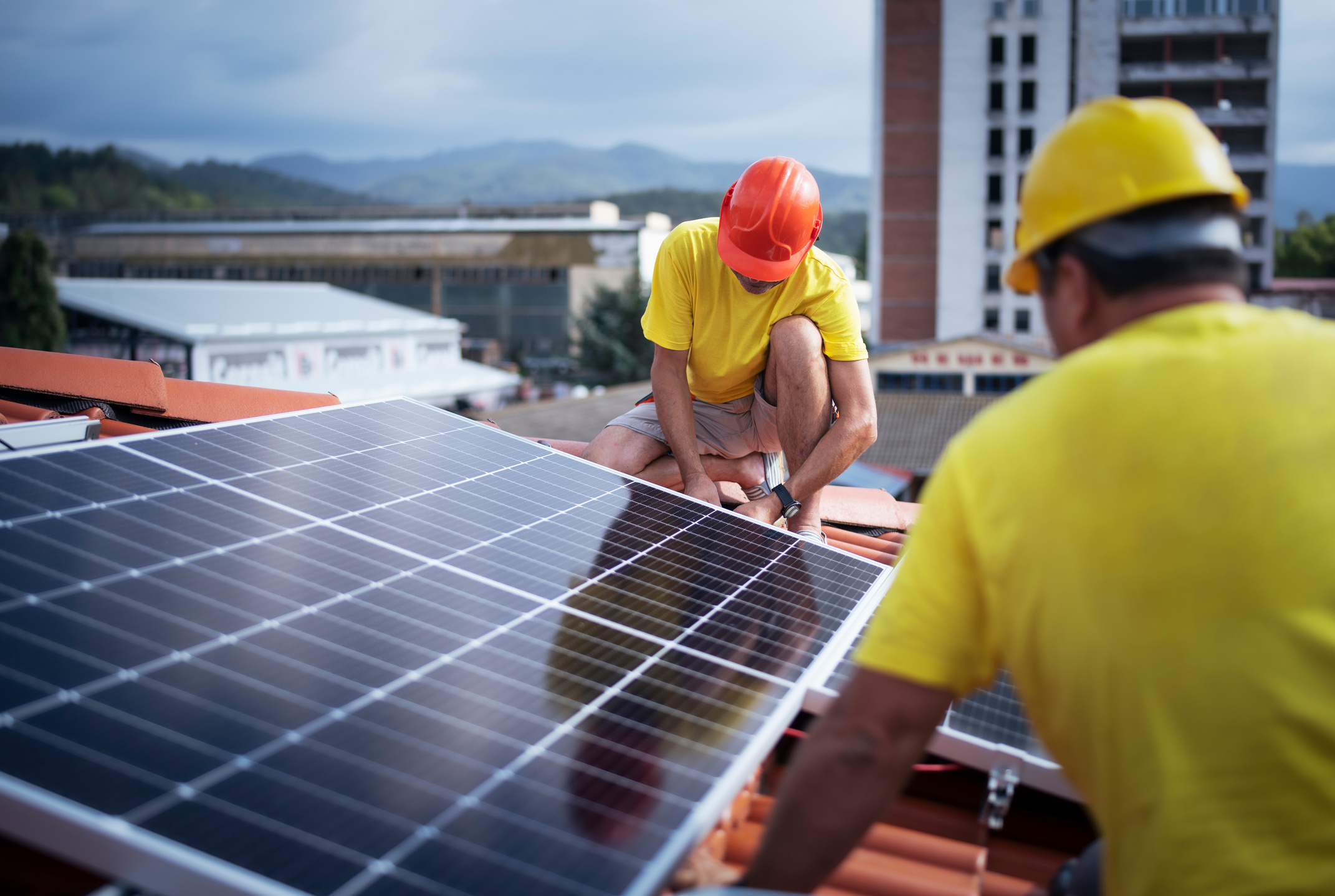 Installation of photovoltaic panels.